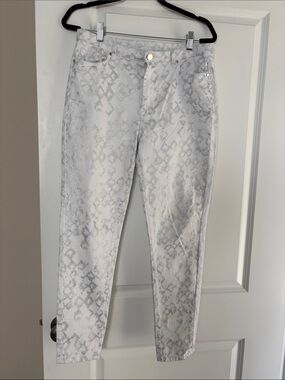 Women's White Snake-Print Jeans